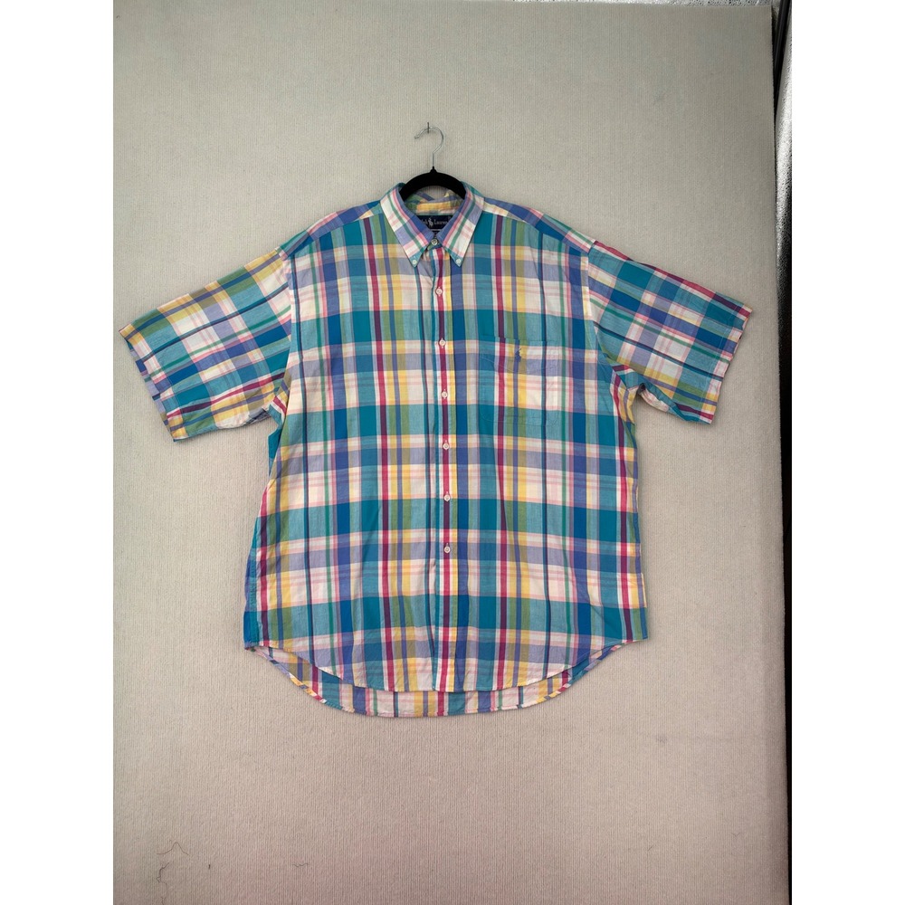 Ralph Lauren Tilden Men's XL Madras Plaid Short Sleeve Button Down Shirt Pony